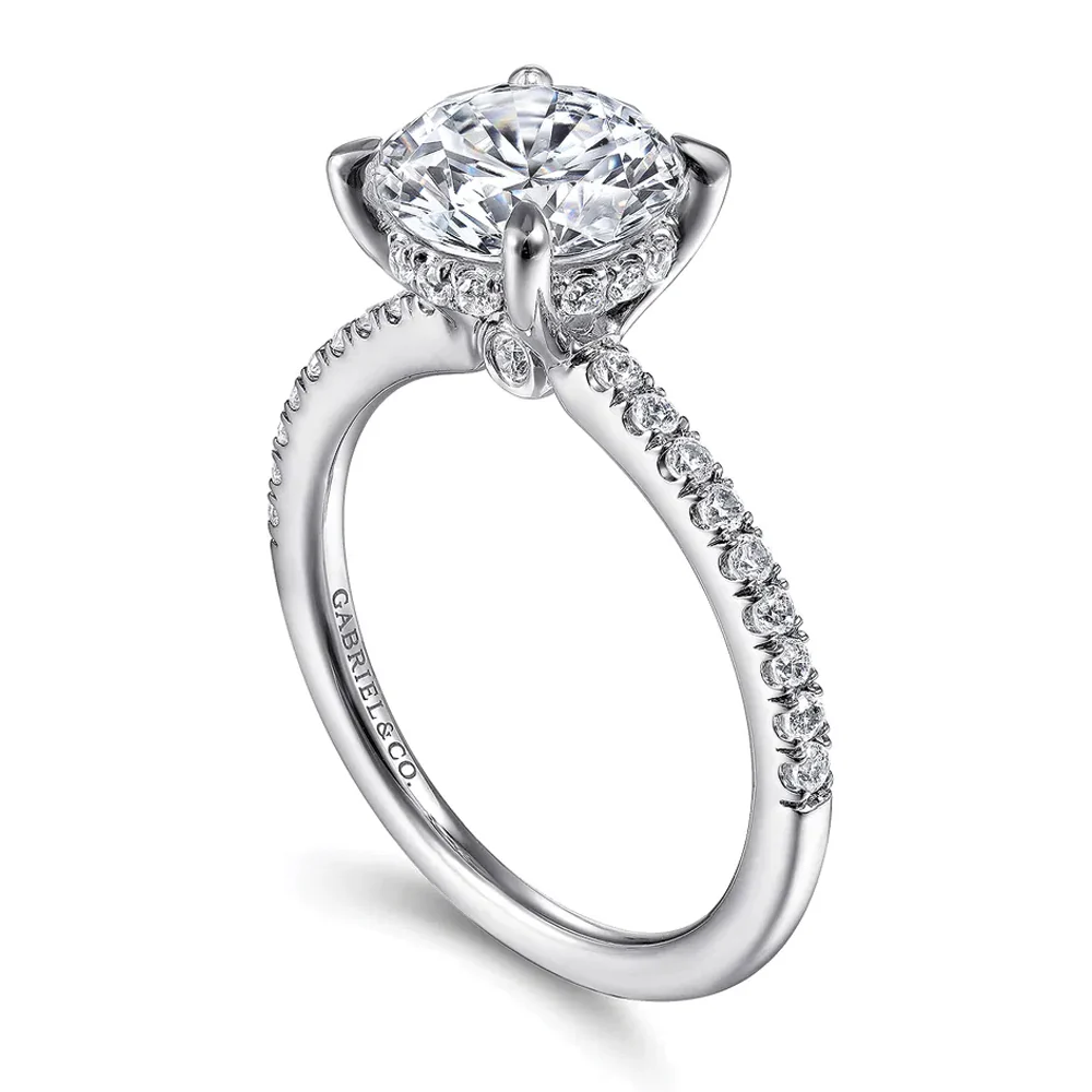 Gabriel & Co. 14K White Gold Round Brilliant Cut Diamond Engagement Ring - Image 2