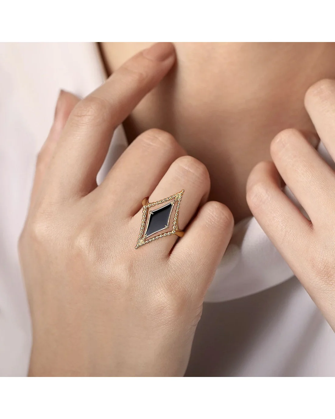 Gabriel & Co. Bujukan Black Onyx Rhombus Ring - Image 4