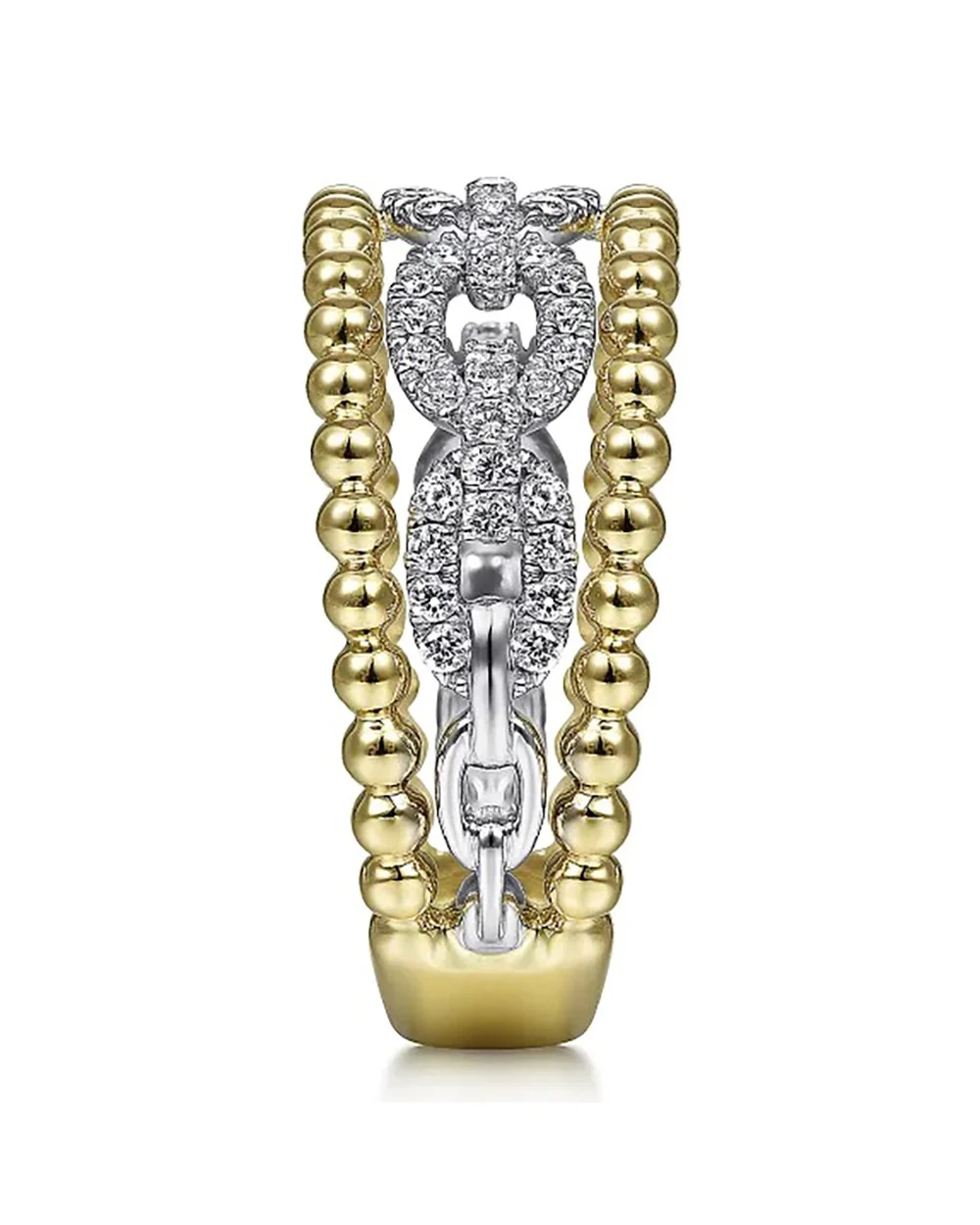 Gabriel & Co. Bujukan Collection Diamond Link and Bead Ring - Image 3