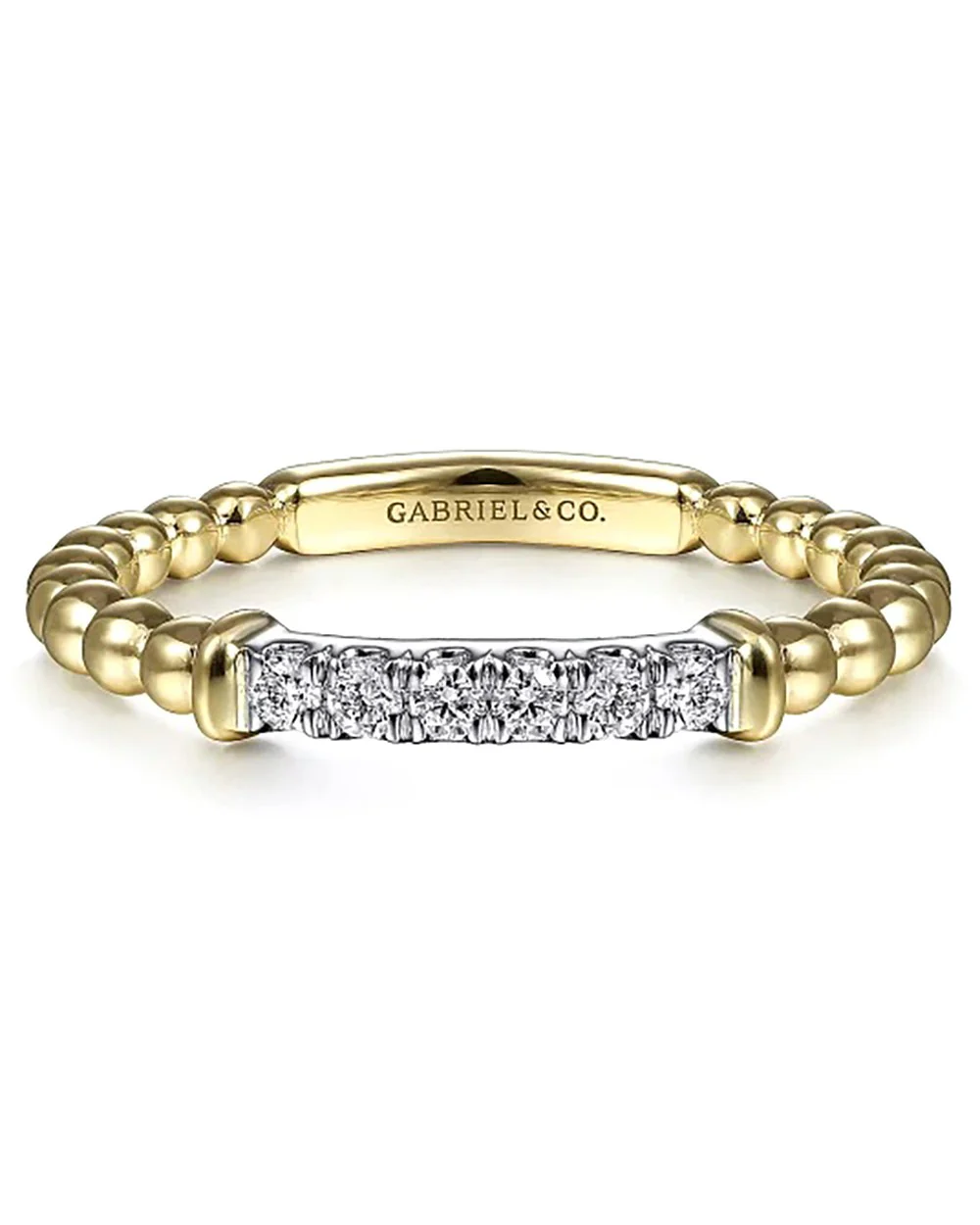 Gabriel & Co. Bujukan Copllection Diamond Bar and Bead Ring - Image 3