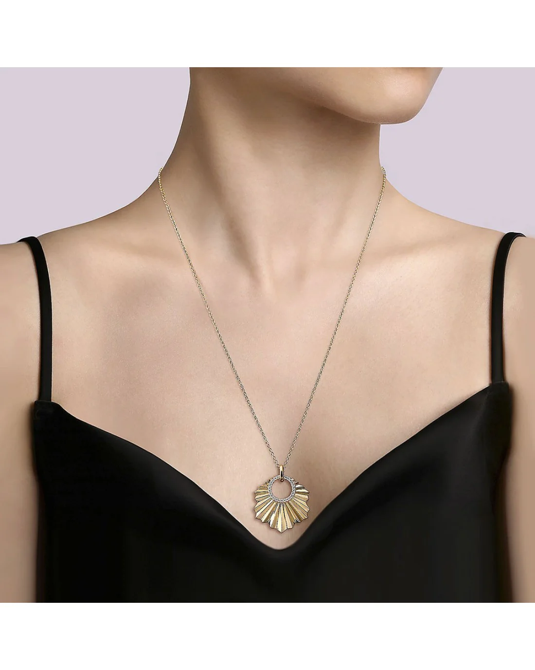 Gabriel & Co. Contemporary Collection 0pen Diamond Circle Leaf Necklace - Image 3
