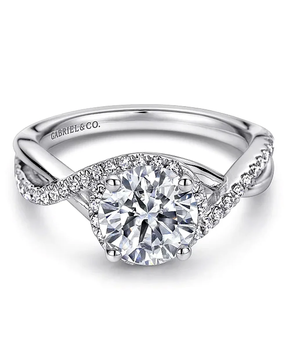 Gabriel & Co. Contemporary Collection Diamond Crossover Halo Semi Mount - Image 2
