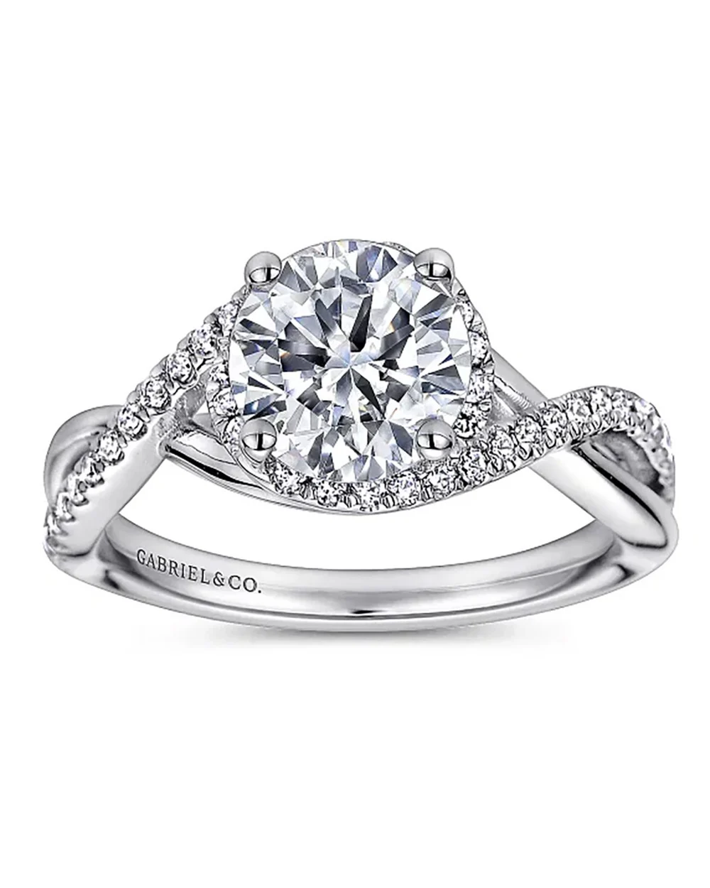 Gabriel & Co. Contemporary Collection Diamond Crossover Halo Semi Mount - Image 3