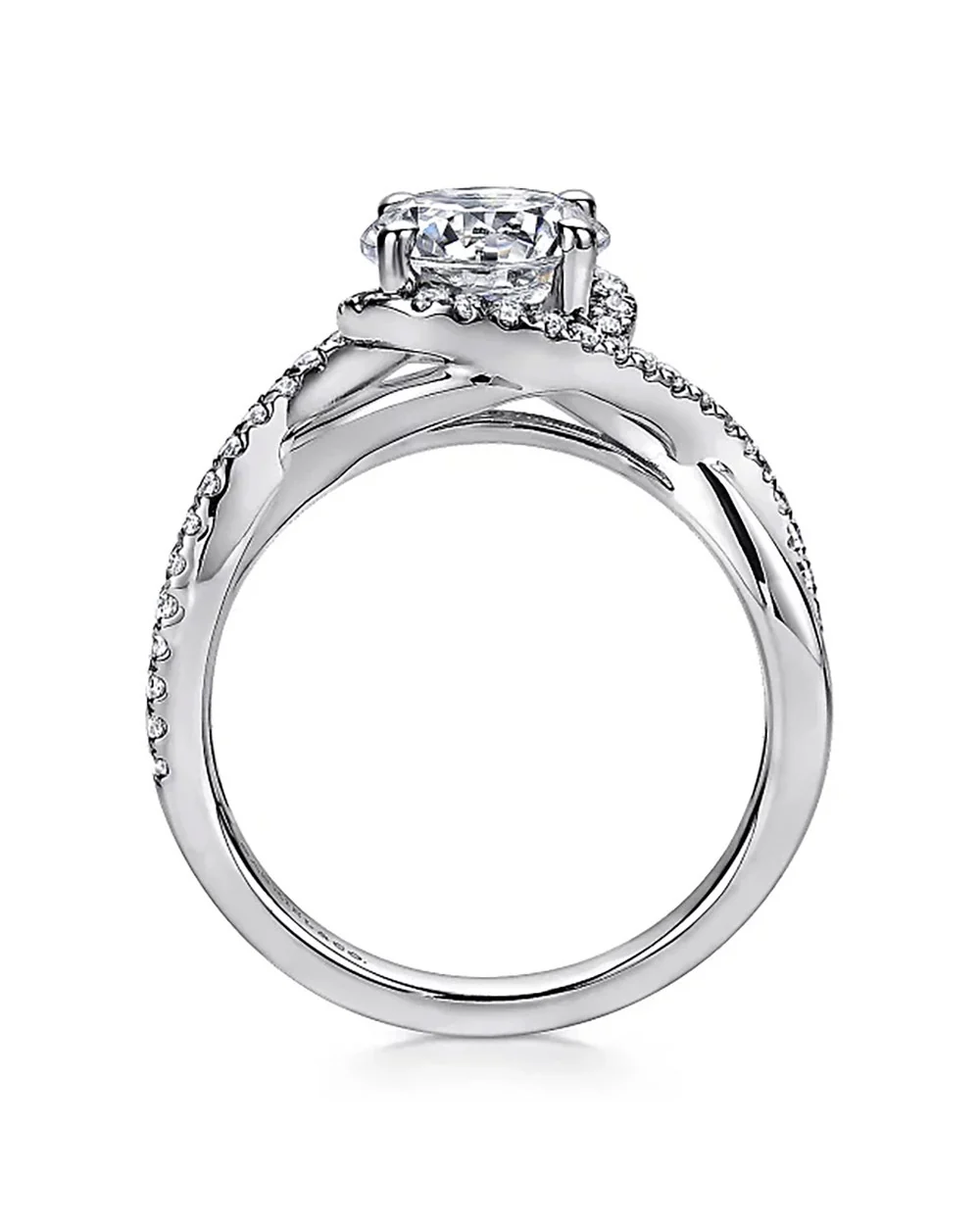 Gabriel & Co. Contemporary Collection Diamond Crossover Halo Semi Mount - Image 4