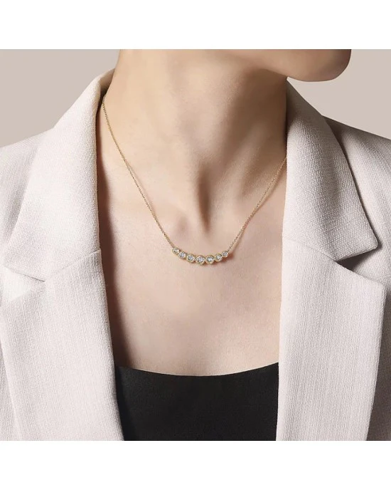 Gabriel & Co. Contemporary Collection Diamond Curved Bar Necklace - Image 3