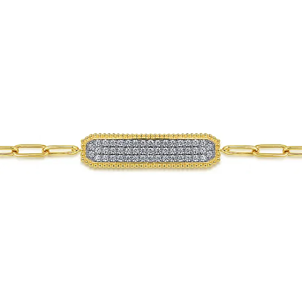 Gabriel & Co. Diamond Bar Station Bracelet in Yellow and White Gold - Image 2
