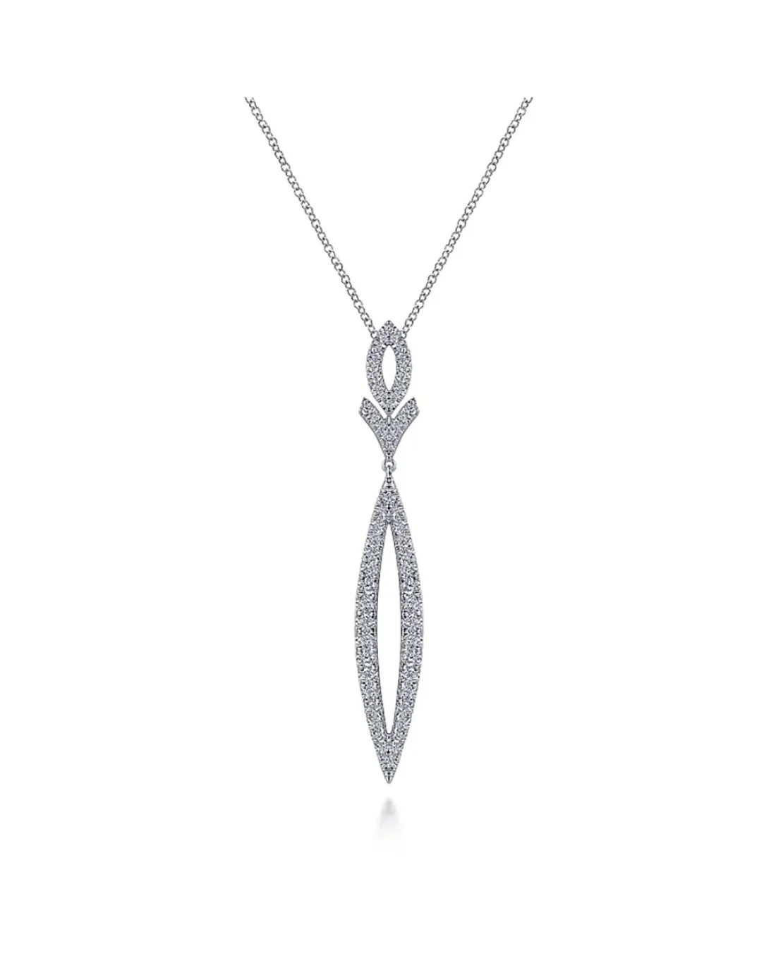 Gabriel & Co. Diamond Oval, Chevron and Marquise Drop Necklace