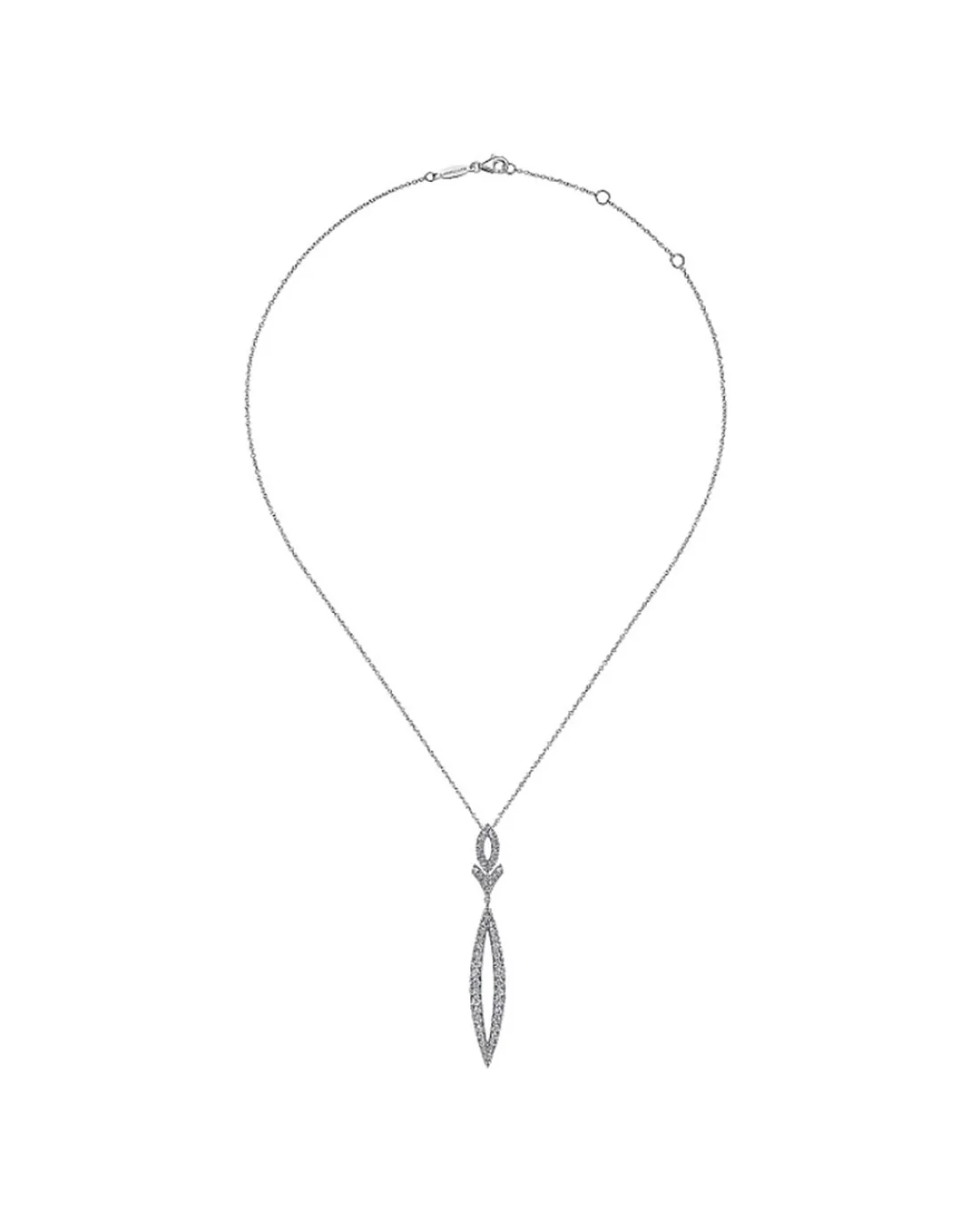 Gabriel & Co. Diamond Oval, Chevron and Marquise Drop Necklace - Image 2