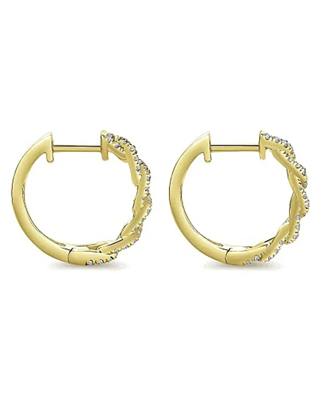 Gabriel & Co. Lusso Collection Diamond Curb Link Huggie Earrings - Image 3