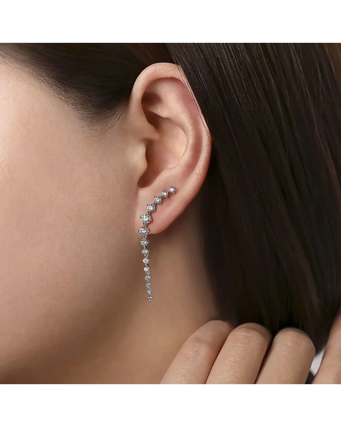 Gabriel & Co. Lusso Collection Diamond Linear Dangle Earrings - Image 2
