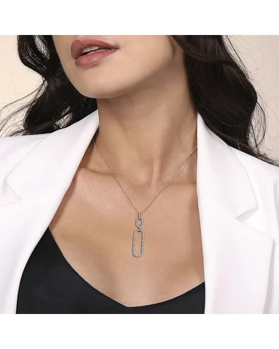 Gabriel & Co. Lusson Collection Diamond Oval Link Drop Necklace - Image 3