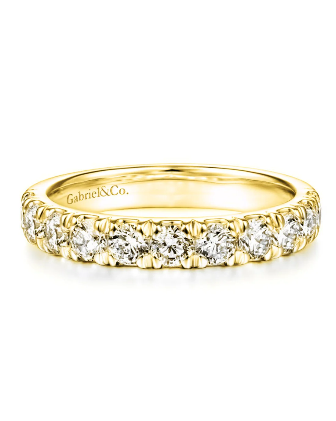Gabriel & Co. Round Diamond Prong Set Band in 14k Yellow Gold - Image 2