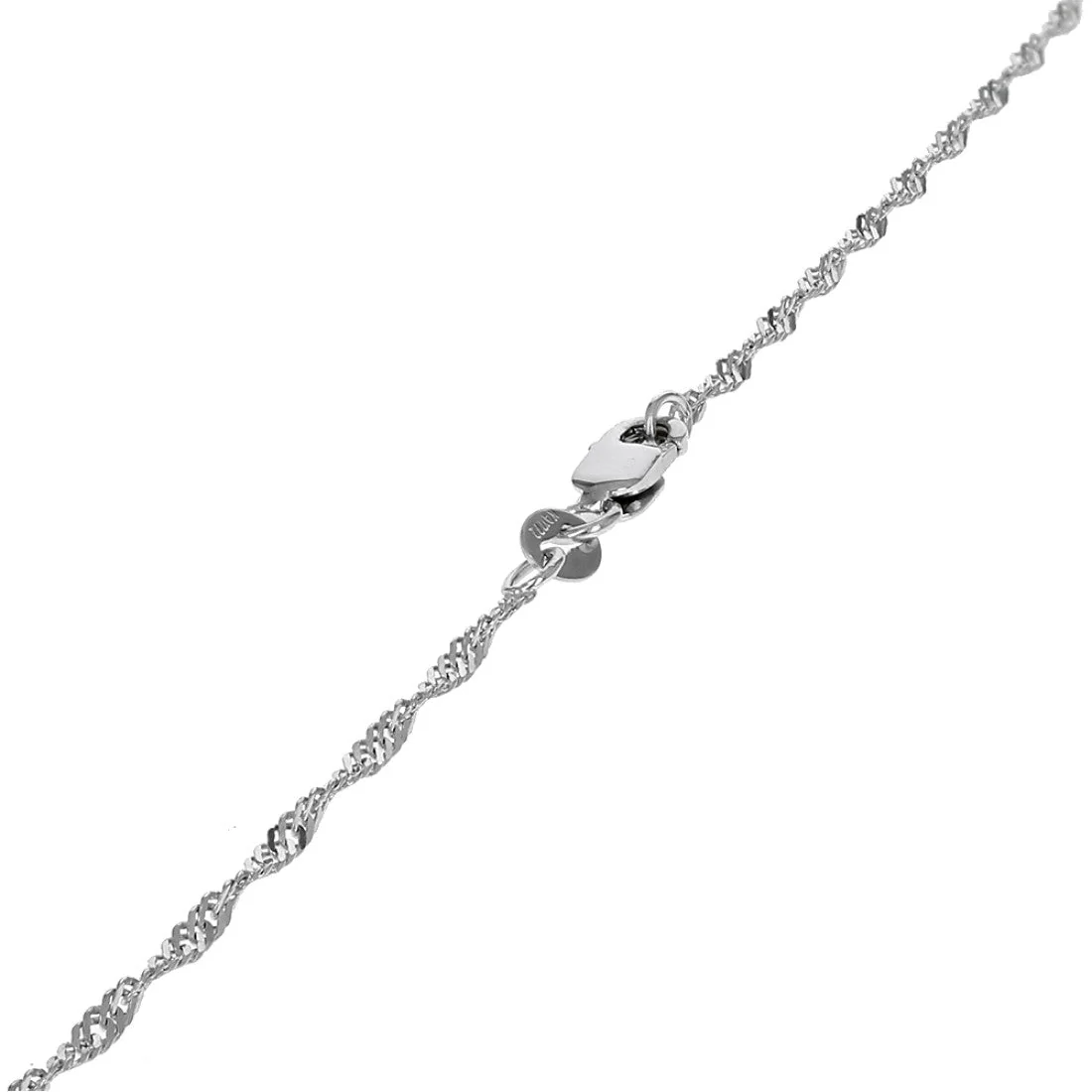 14K White Gold Garnet and Diamond Crescent Shaped Station Necklace - Image 2