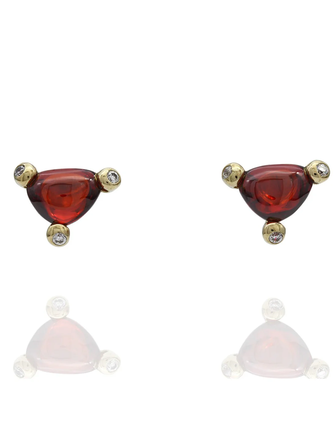 Garnet Cabochon Stud Earrings