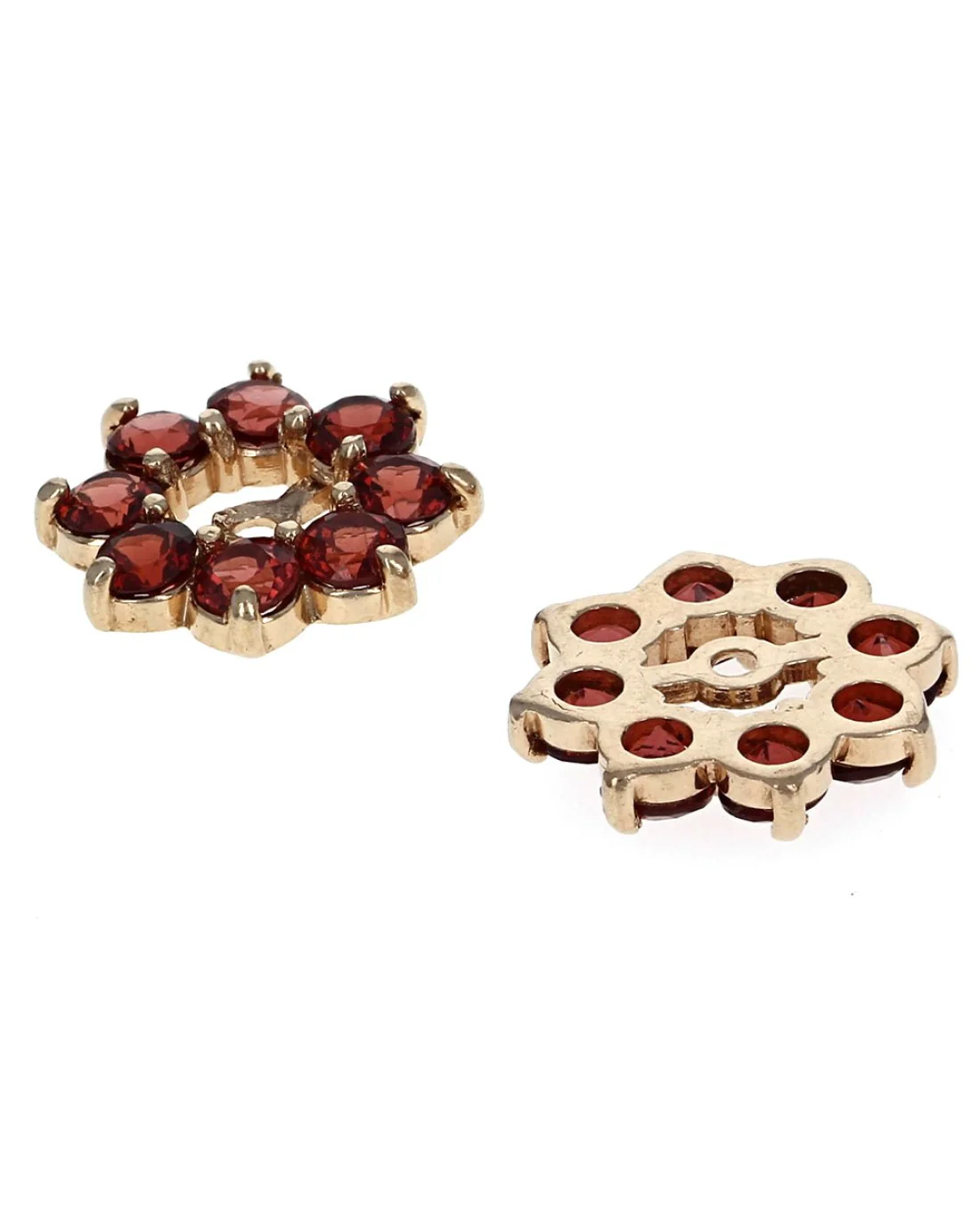 Garnet Flower Earring Jackets in Yellow Gold - Image 2