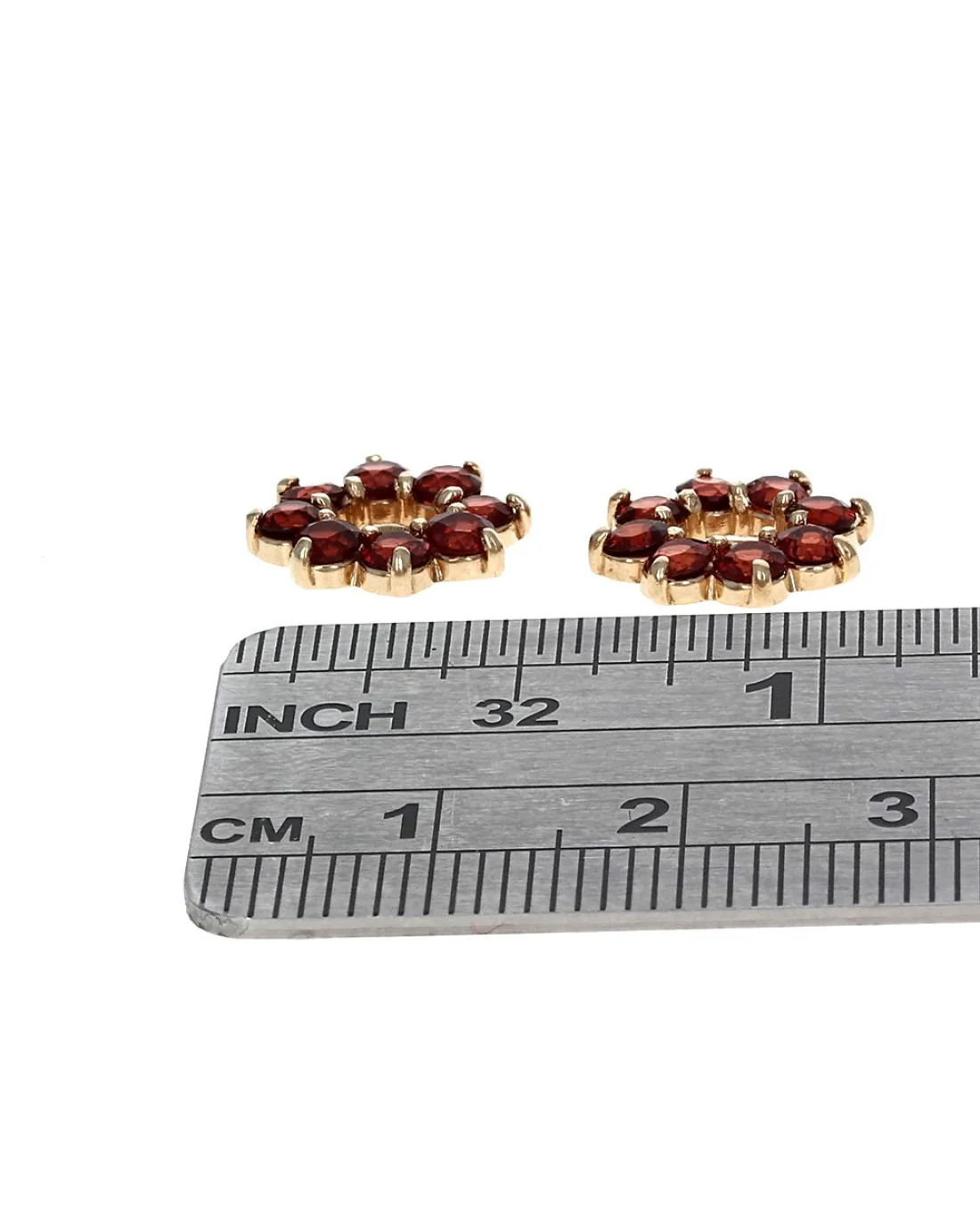 Garnet Flower Earring Jackets in Yellow Gold - Image 3