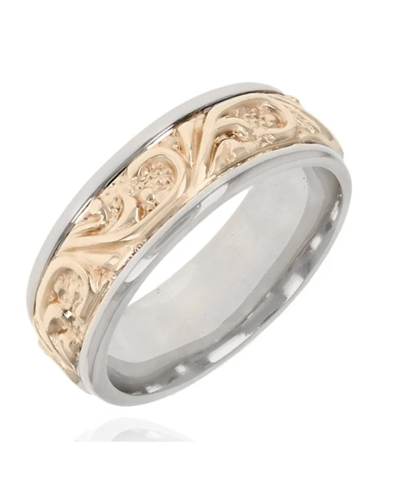 Gentleman's 2 Tone Scroll Motif Band