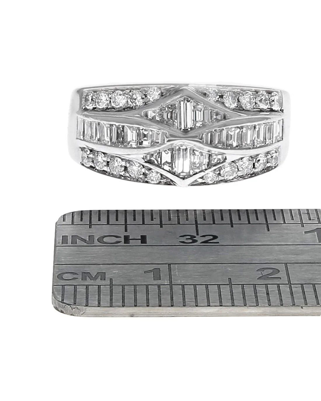 Gentlemans 3 Row Alternating Round and Baguette Tapered Band - Image 3