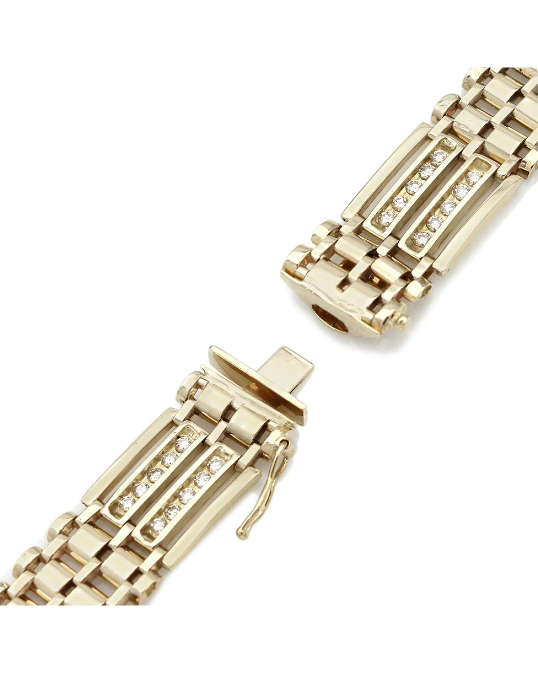 Gentlemans Alternating Link Diamond Bracelet - Image 2