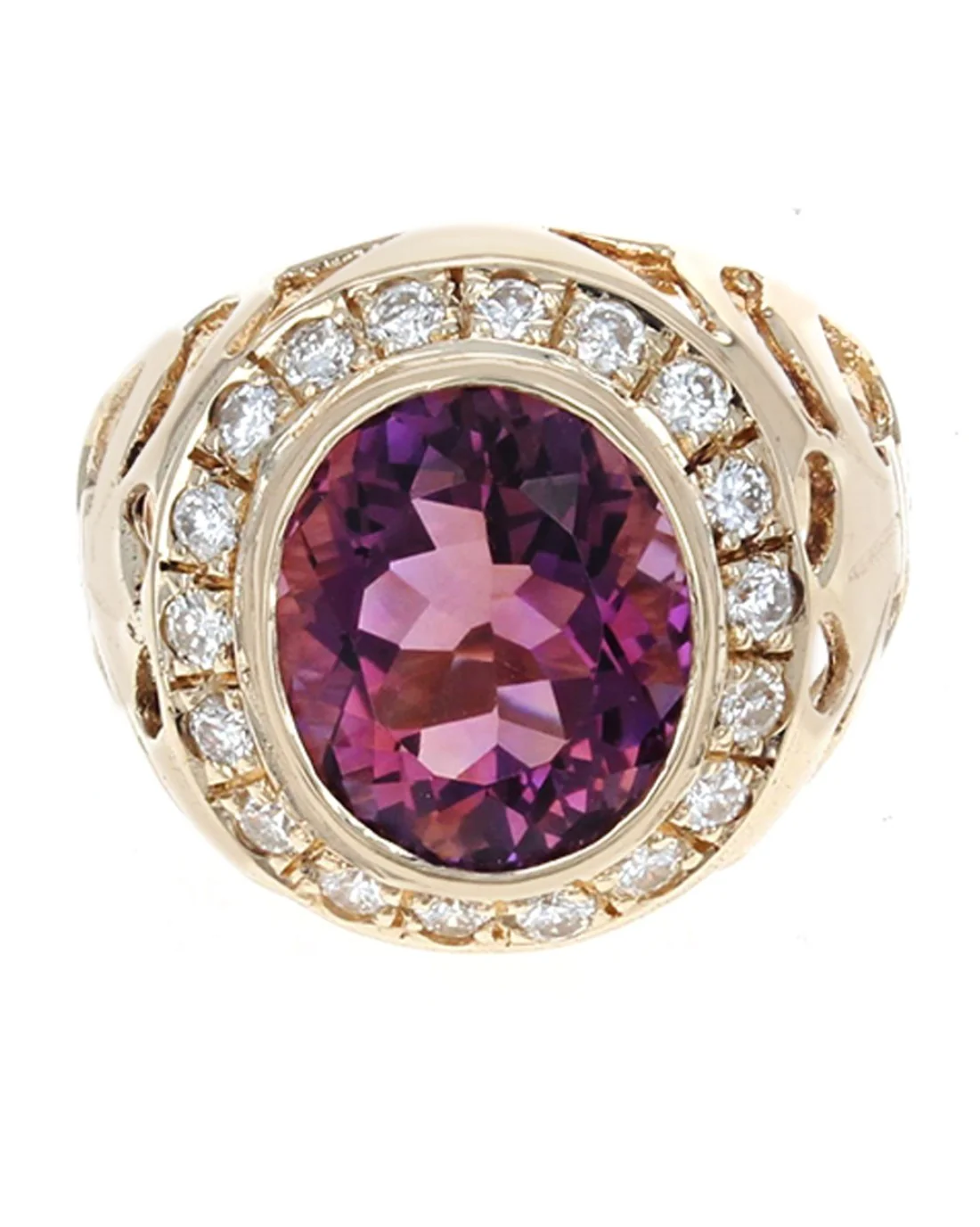 Gentlemans Ametrine and Diamond Halo Cut out Shank Ring - Image 2