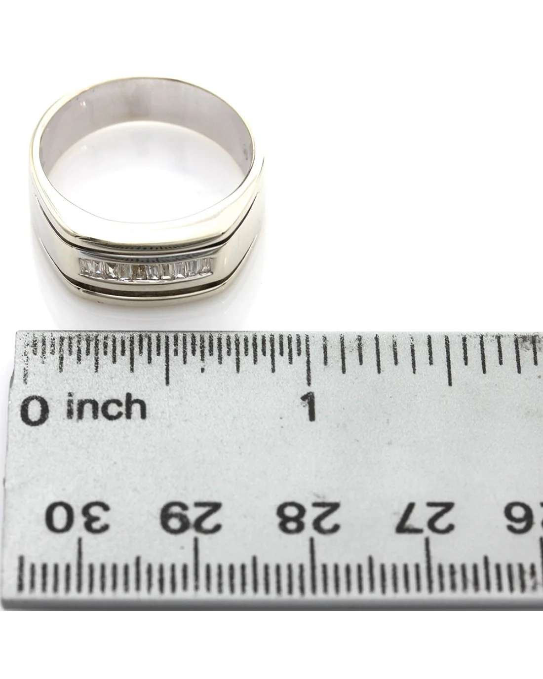 Gentlemans Baguette Diamond Rectangular Top Ring - Image 3