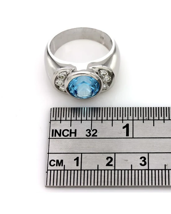 Gentleman's Blue Topaz and Diamond Ring - Image 3