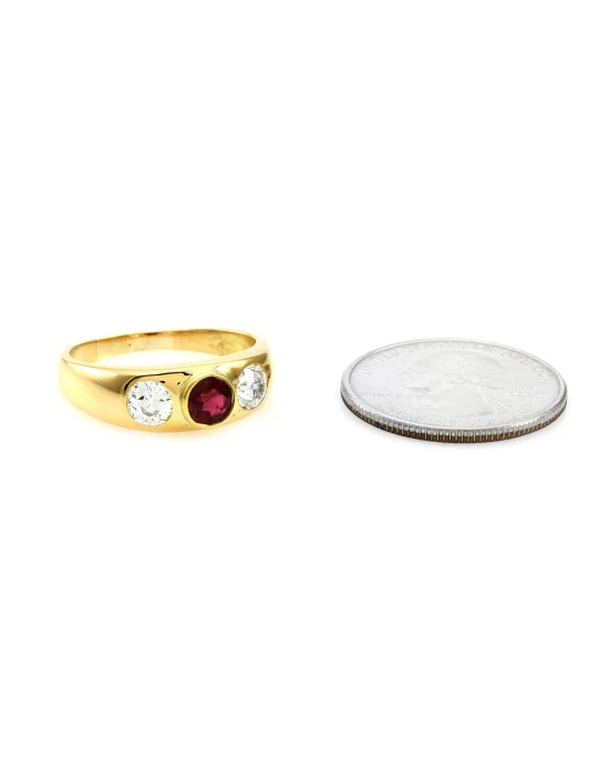 Gentleman's Burmese Ruby and Diamond Ring in Gold - Image 5