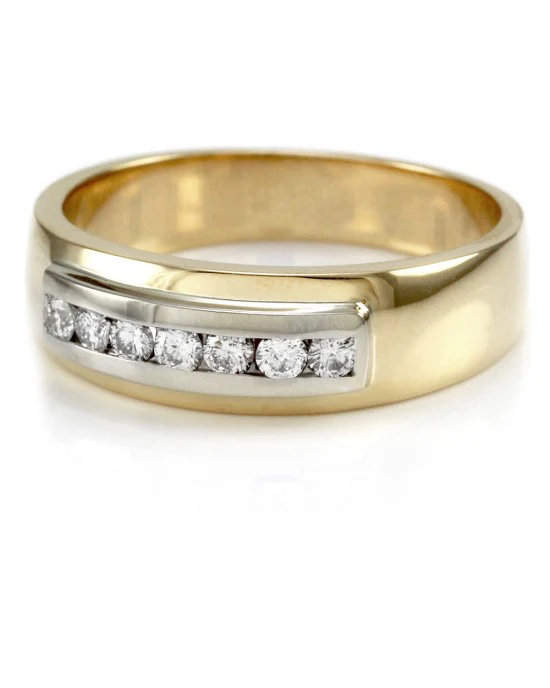 Gentleman's Channel Set Diamond Band in Two Tone 14K Gold - Image 3