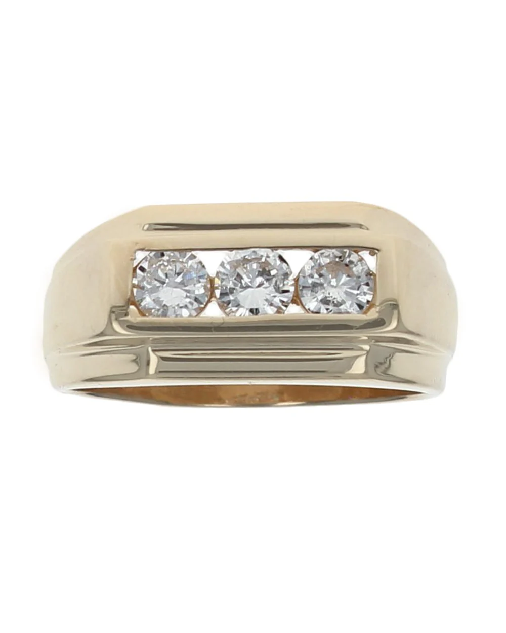 Gentlemans Diamond 3 Stone Tapered Band - Image 2