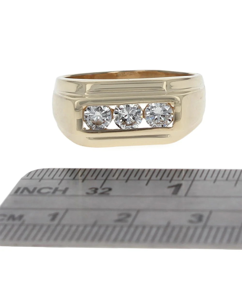 Gentlemans Diamond 3 Stone Tapered Band - Image 3