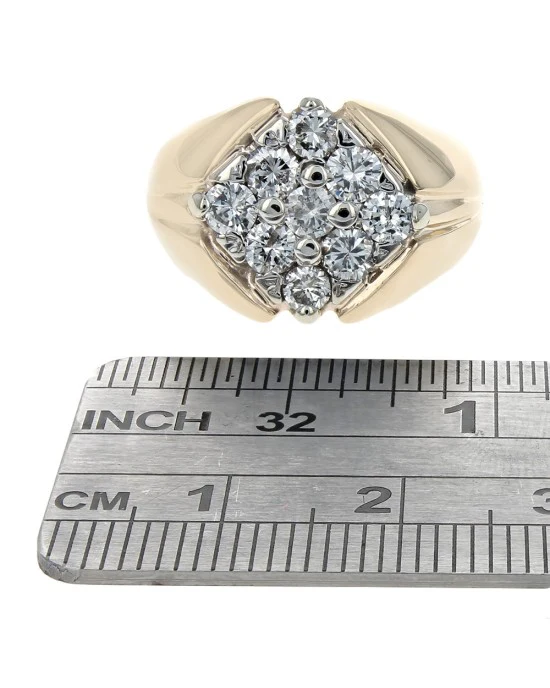 Gentlemans Diamond Cluster Top Ring in Gold - Image 3