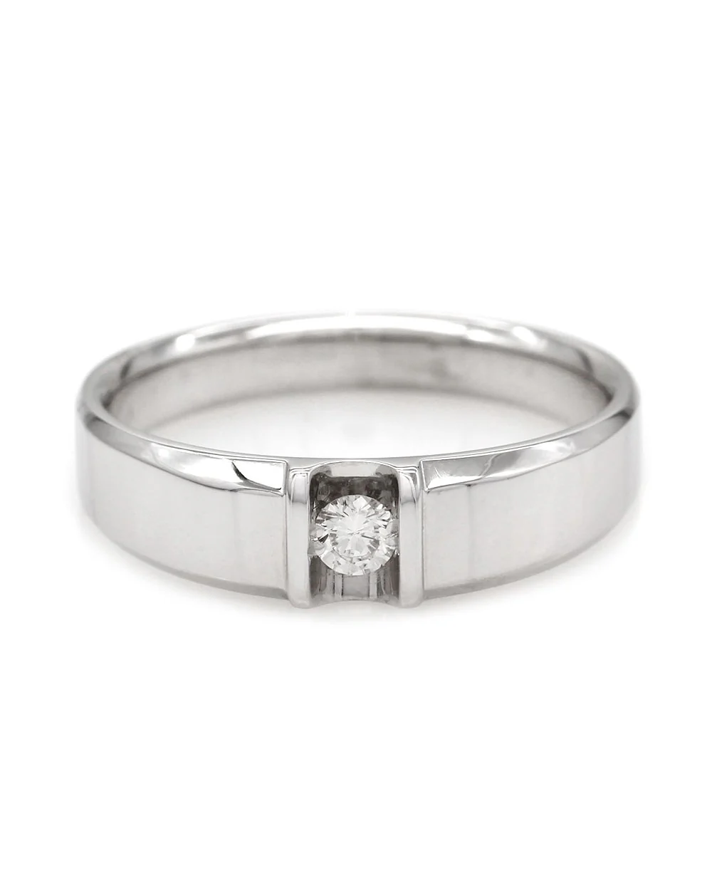 Gentlemans Diamond Solitaire Ring in Gold - Image 2
