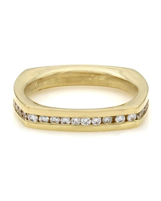 Gentleman's Diamond Square Ring in Gold - Image 2