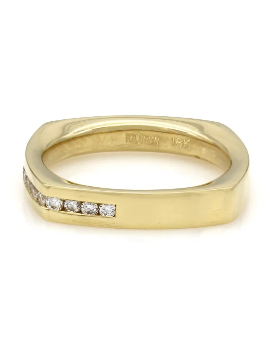Gentleman's Diamond Square Ring in Gold - Image 3