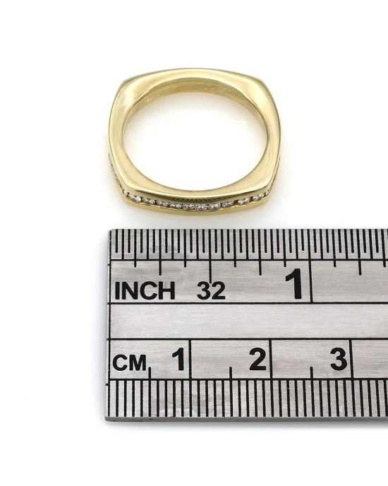 Gentleman's Diamond Square Ring in Gold - Image 4