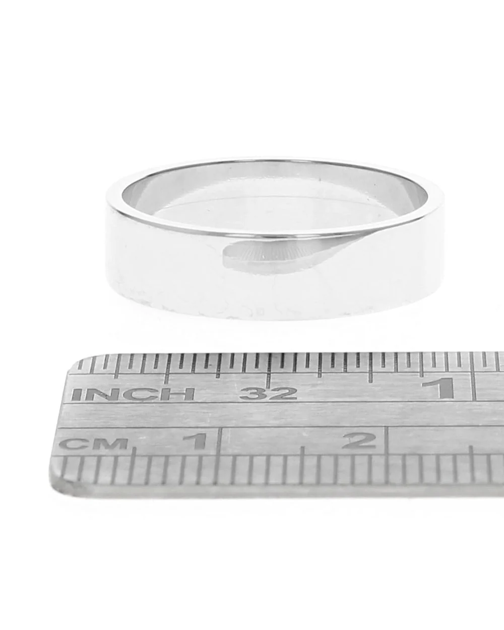 Gentlemans Flat Band Ring in White Gold - Image 3