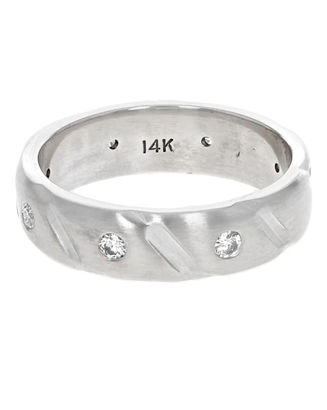 Gentlemans Flush Set Diamond Fluted Band - Image 2