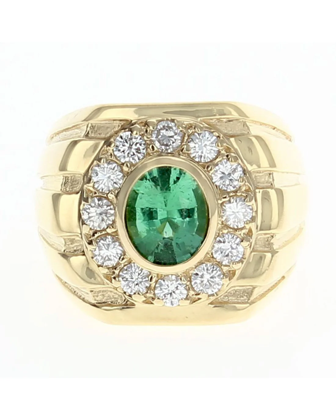 Gentlemans Green Tourmaline and Diamond Halo Ring - Image 2