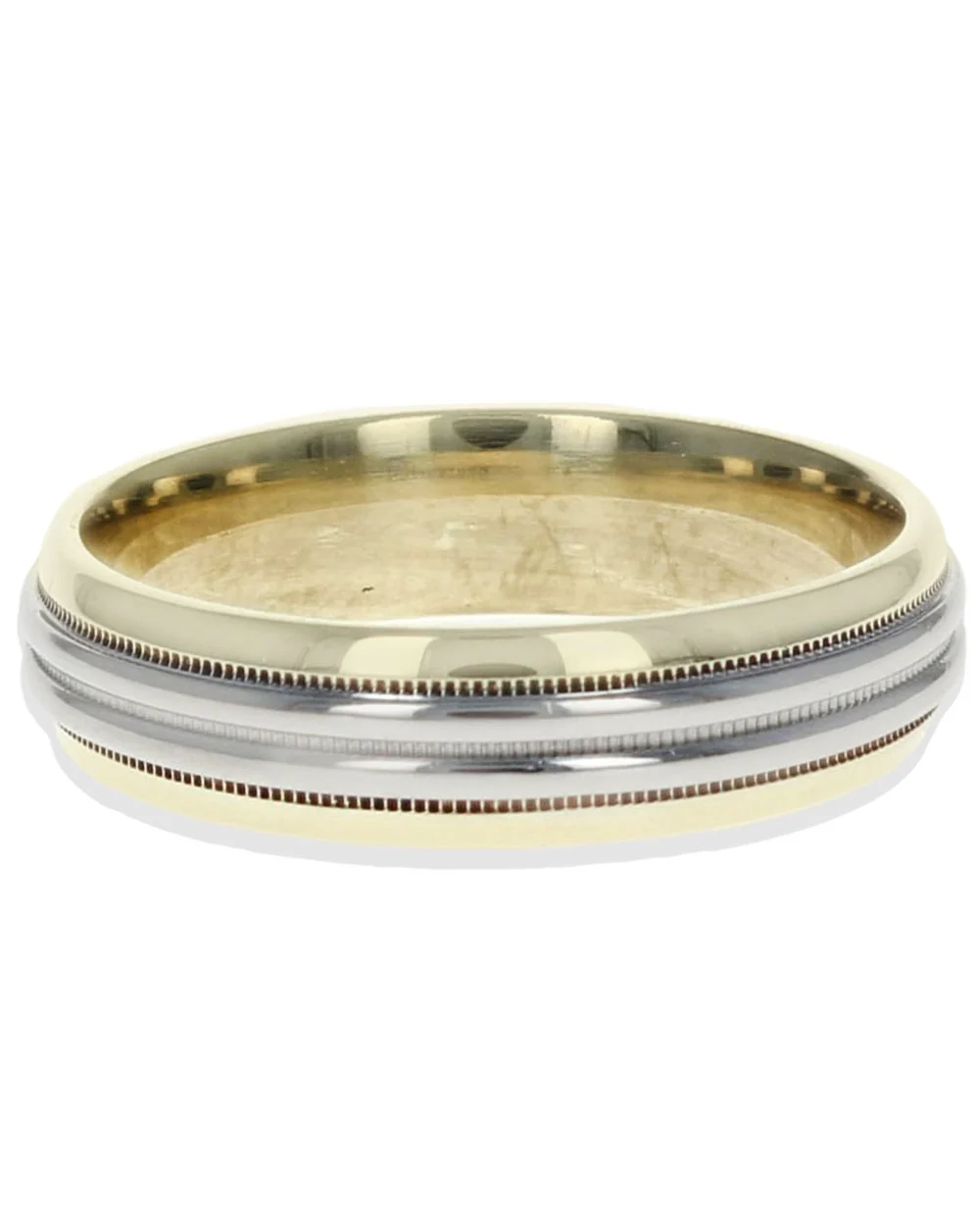 Gentlemans Grooved Milgrain Band in Platinum and Gold - Image 2