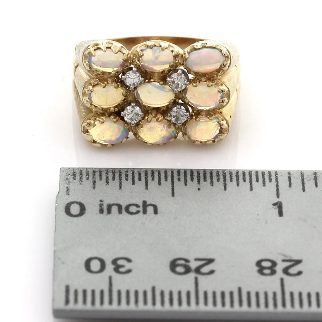 14K Yellow Gold Gentleman's Opal and Diamond Ring - Image 3