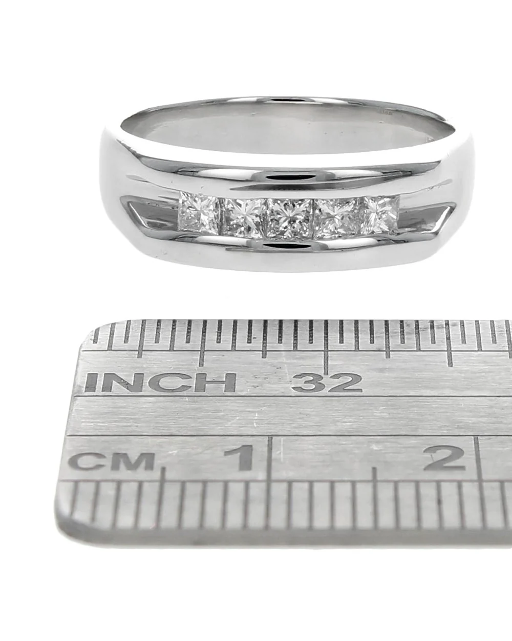 Gentlemans Princess Diamond Band in Platinum - Image 3