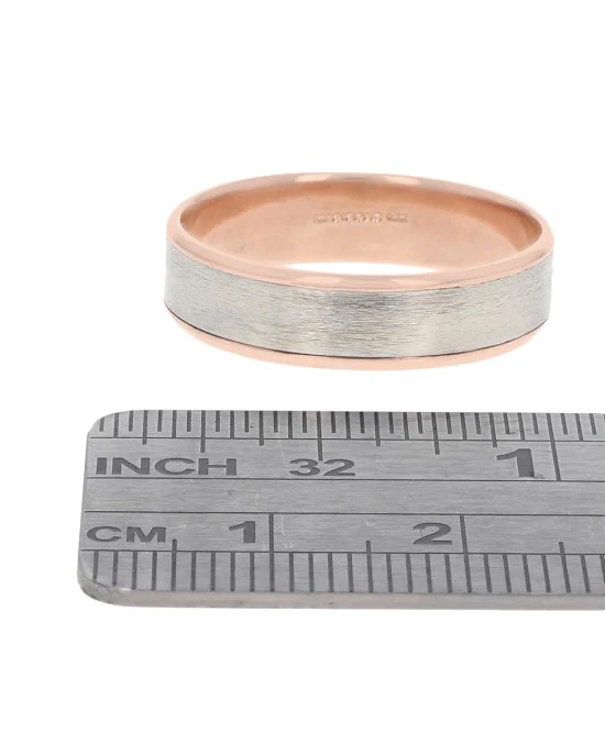 Gentleman's Rose and White Gold Wedding Band - Image 3
