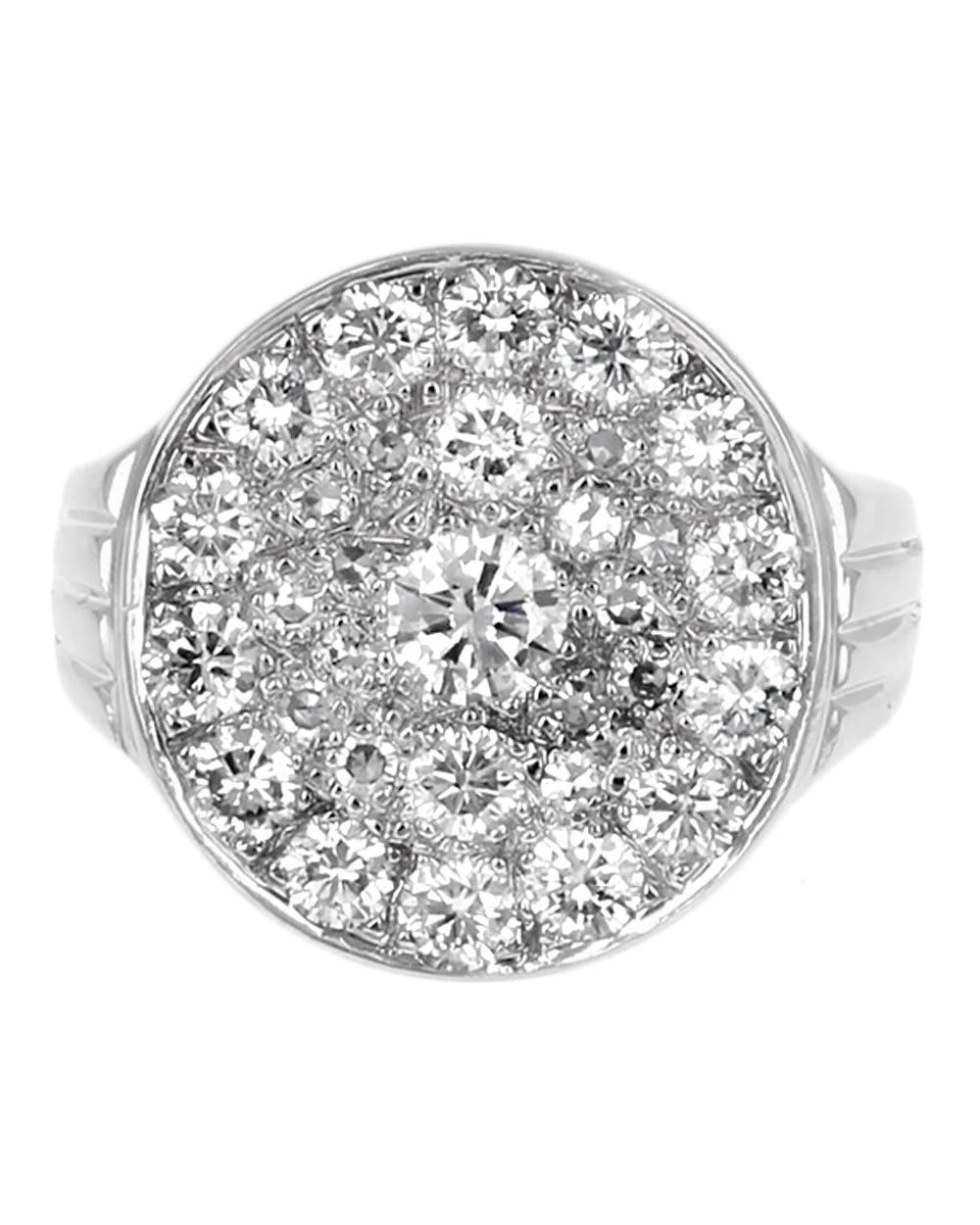 Gentlemans Round Top Diamond Cluster Ring - Image 2
