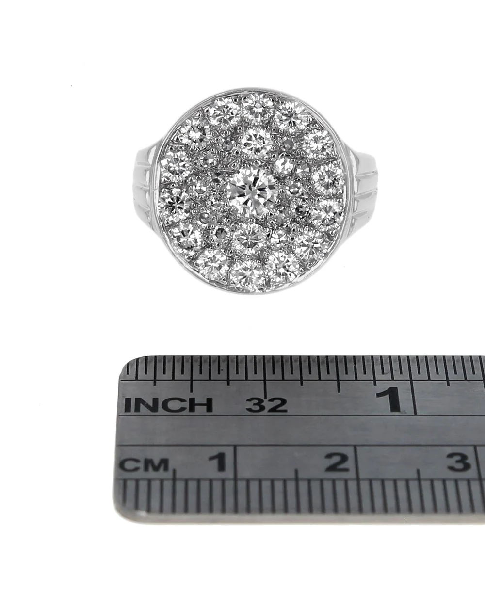 Gentlemans Round Top Diamond Cluster Ring - Image 3