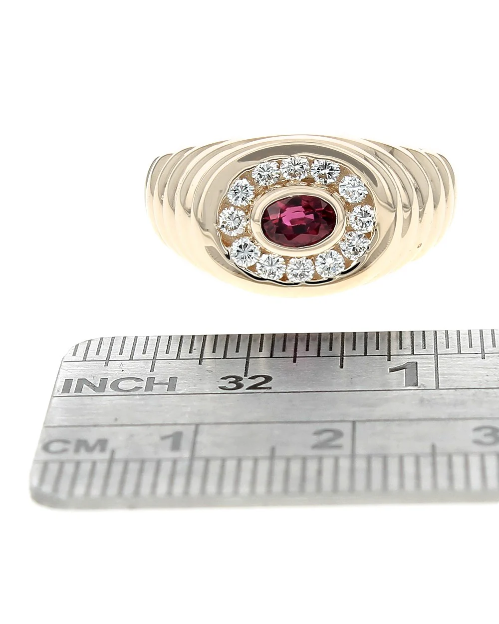 Gentlemans Ruby and Diamond Step Side Ring - Image 3