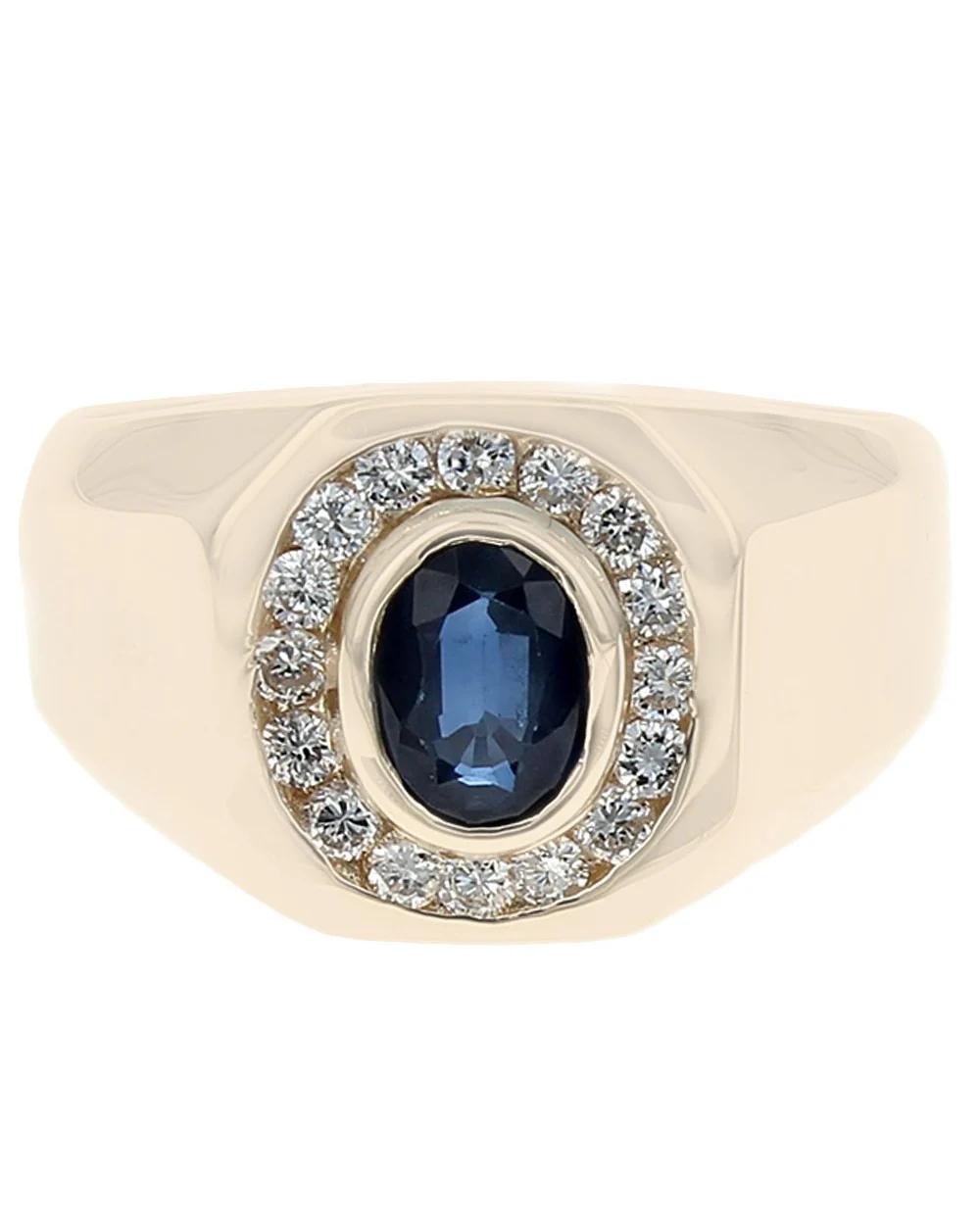 Gentlemans Sapphire and Diamond Halo Ring - Image 2