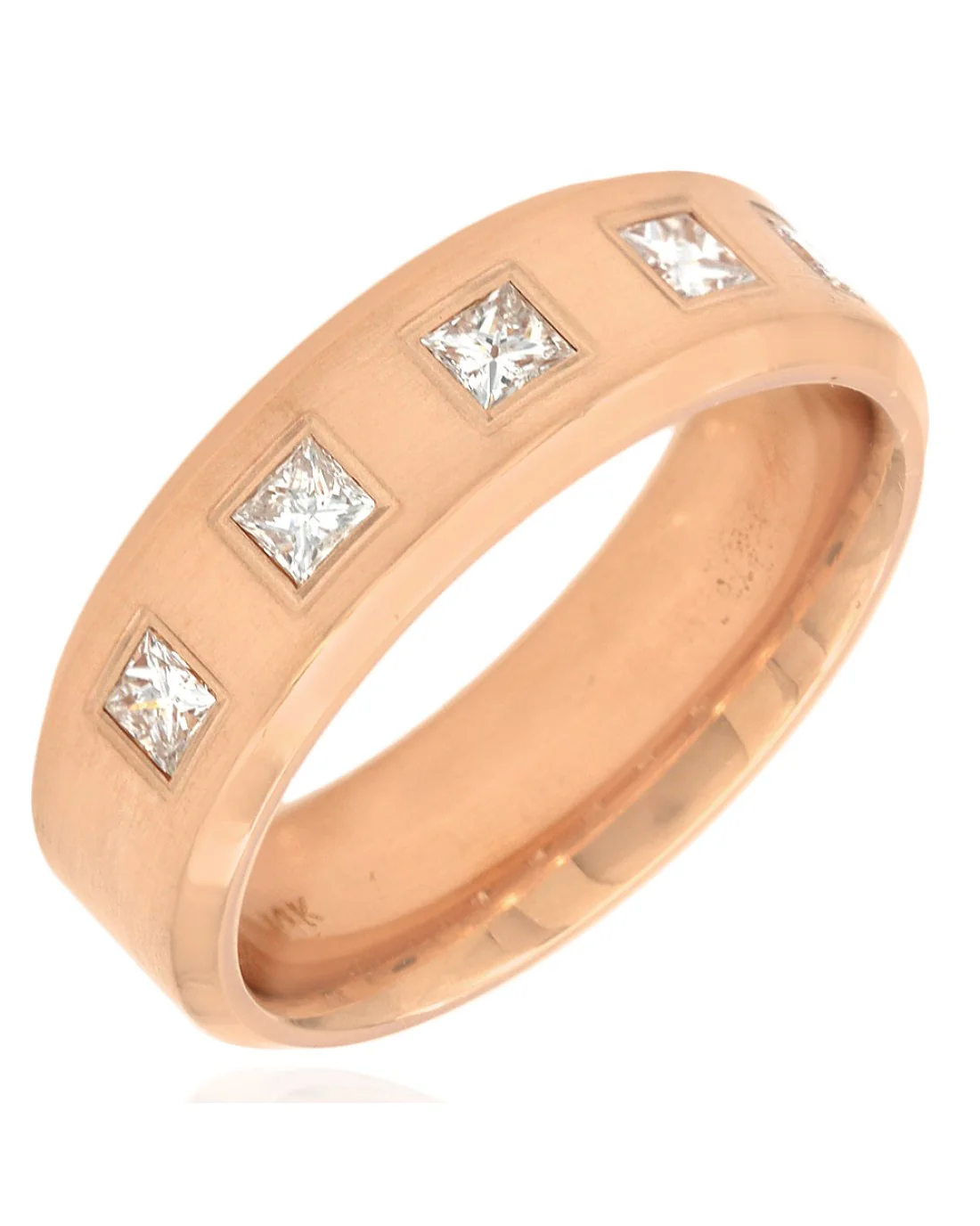 Gentlemans Satin Finish Princess Diamond Band