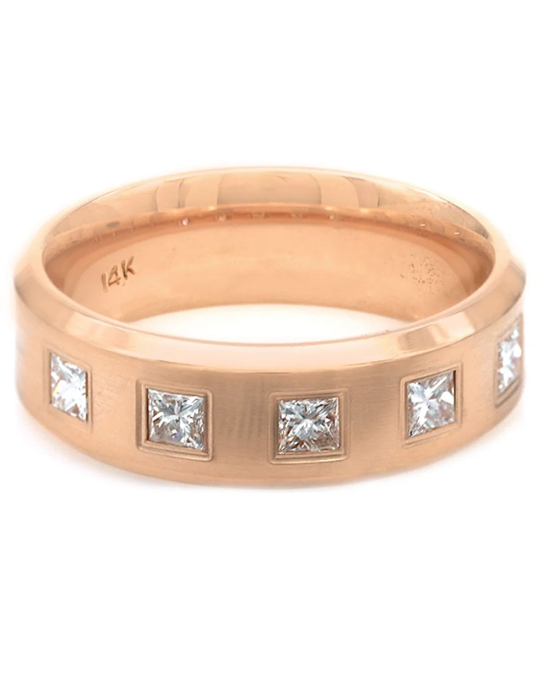 Gentlemans Satin Finish Princess Diamond Band - Image 2