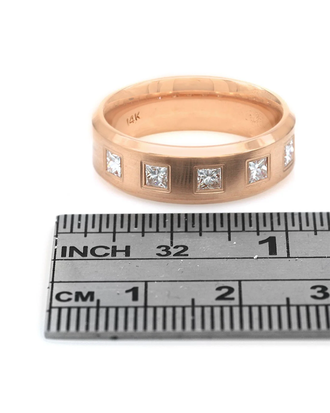 Gentlemans Satin Finish Princess Diamond Band - Image 3