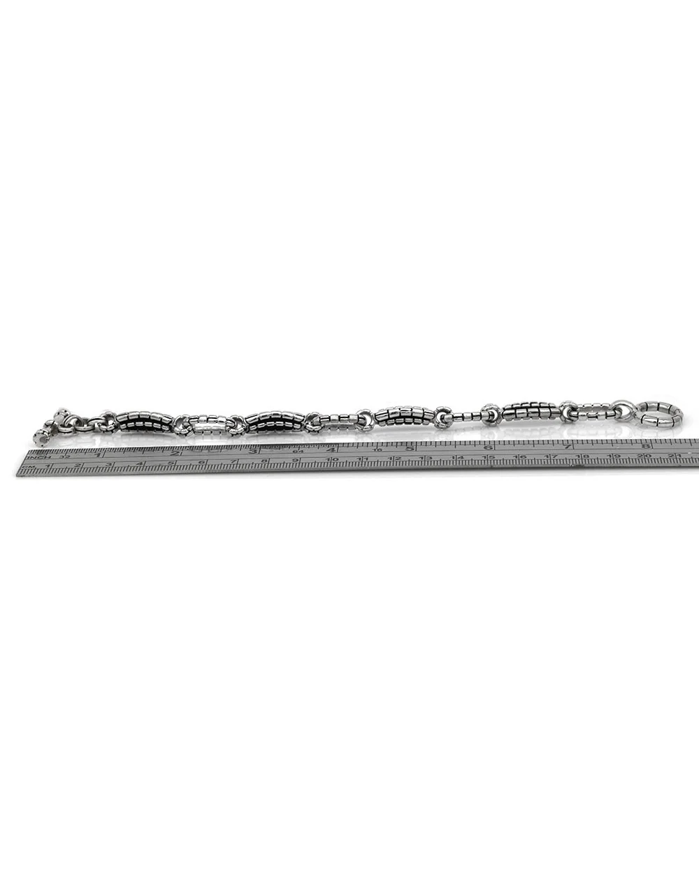 Gentlemans Sterling Silver Elongated Oval LInk Toggle Bracelet - Image 3